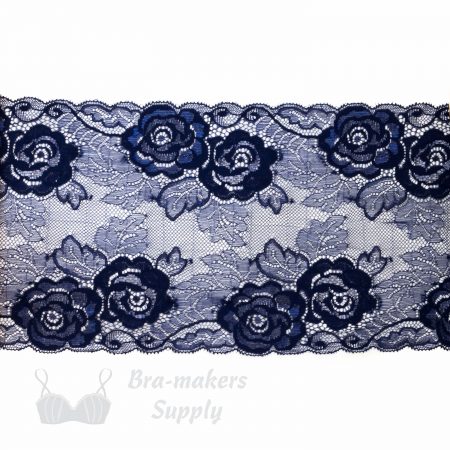 Six Inch Royal Blue Floral Stretch Lace - Bra-makers Supply