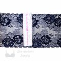 stretch laces - 6 inch - 15 cm six inch navy blue rose stretch lace LS-60 68 from Bra-Makers Supply ruler shown