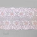 stretch laces - 6 inch - 15 cm six inch pink rose white floral stretch lace LS-63 4043 from Bra-Makers Supply