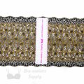 stretch laces - 7 inch 17 cm and over seven inch black copper leopard stretch lace LS-73 9828 from Bra-Makers Supply ruler shown