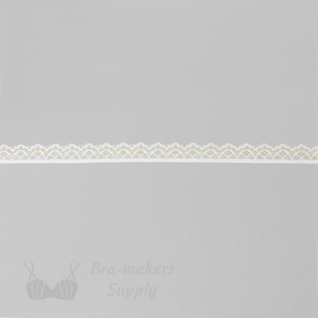 stretch laces - three quarters inch - 2 cm three quarters inch gold white stretch edging LS-08 88 from Bra-Makers Supply