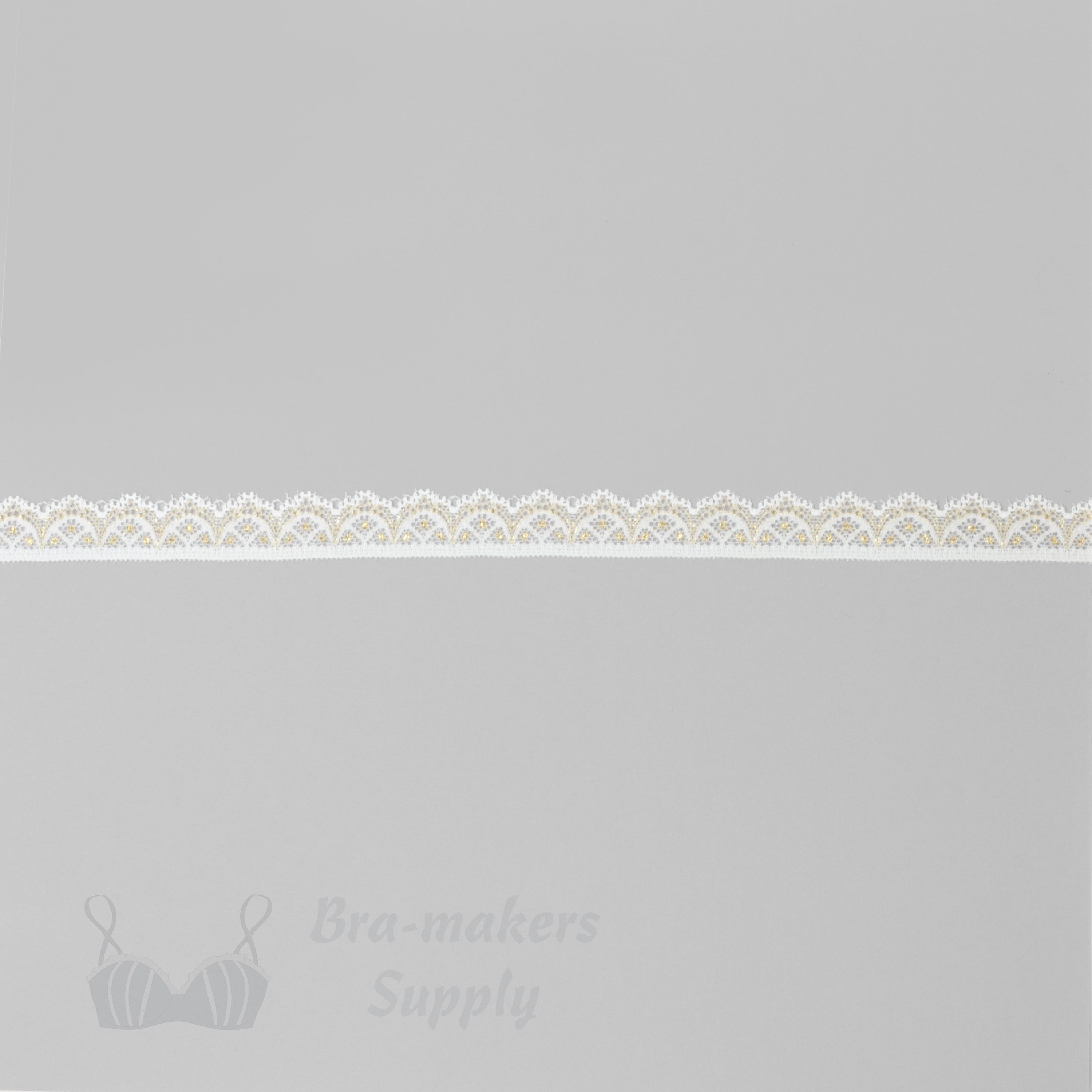 stretch laces - three quarters inch - 2 cm three quarters inch gold white stretch edging LS-08 88 from Bra-Makers Supply