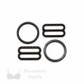 three quarters inch 19mm plastic sliders rings R-6 black from Bra-Makers Supply set of 2 sliders 2 rings shown