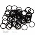 three quarters inch 19mm plastic sliders rings R-600 R black from Bra-Makers Supply bulk bag of 100 rings shown