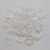 three quarters inch 19mm plastic sliders rings R-600 R clear from Bra-Makers Supply bulk bag of 100 rings shown