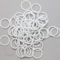 three quarters inch 19mm plastic sliders rings R-600 R white from Bra-Makers Supply bulk bag of 100 rings shown