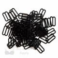 three quarters inch 19mm plastic sliders rings R-600 S black from Bra-Makers Supply bulk bag of 100 sliders shown