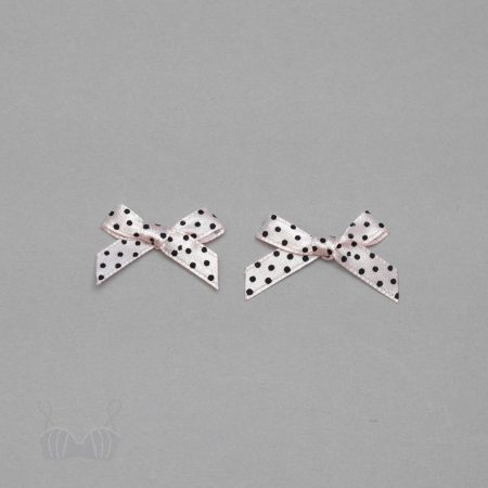 decorative polka-dot bra bows AB-21.40 black dots on pink from Bra-Makers Supply set of 2 shown