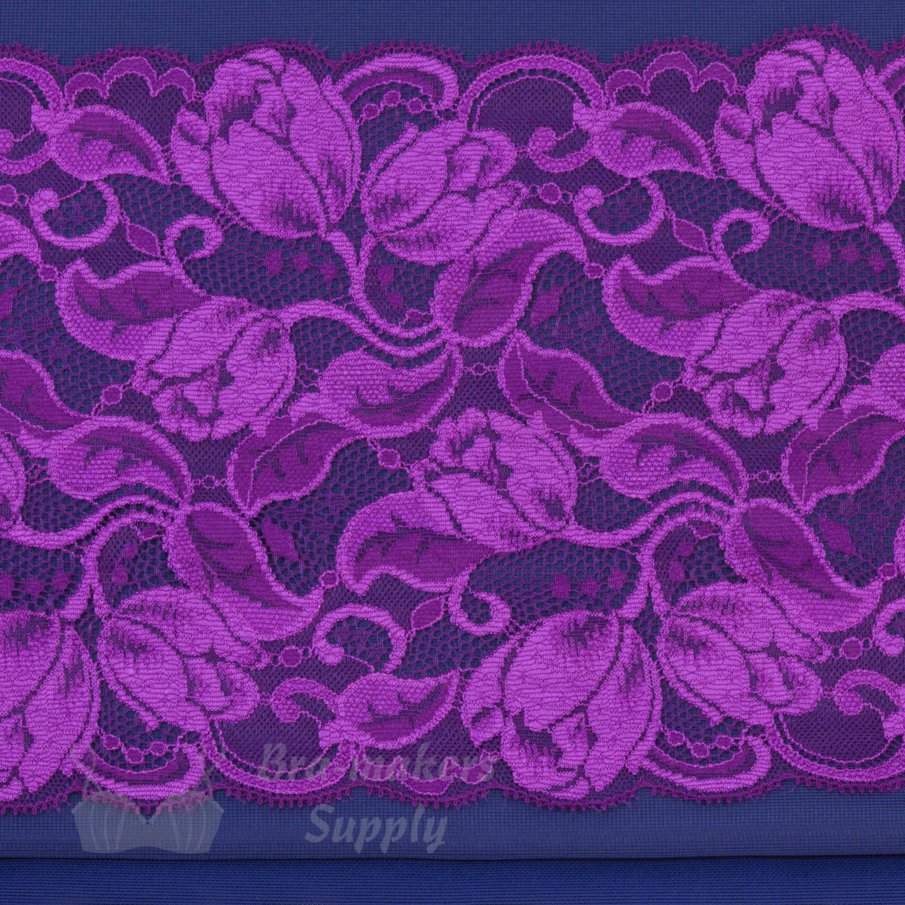 navy blue trio bra fabrics pack with dark fuchsia tulips rigid lace KT-68-LT-62.45 from Bra-Makers Supply