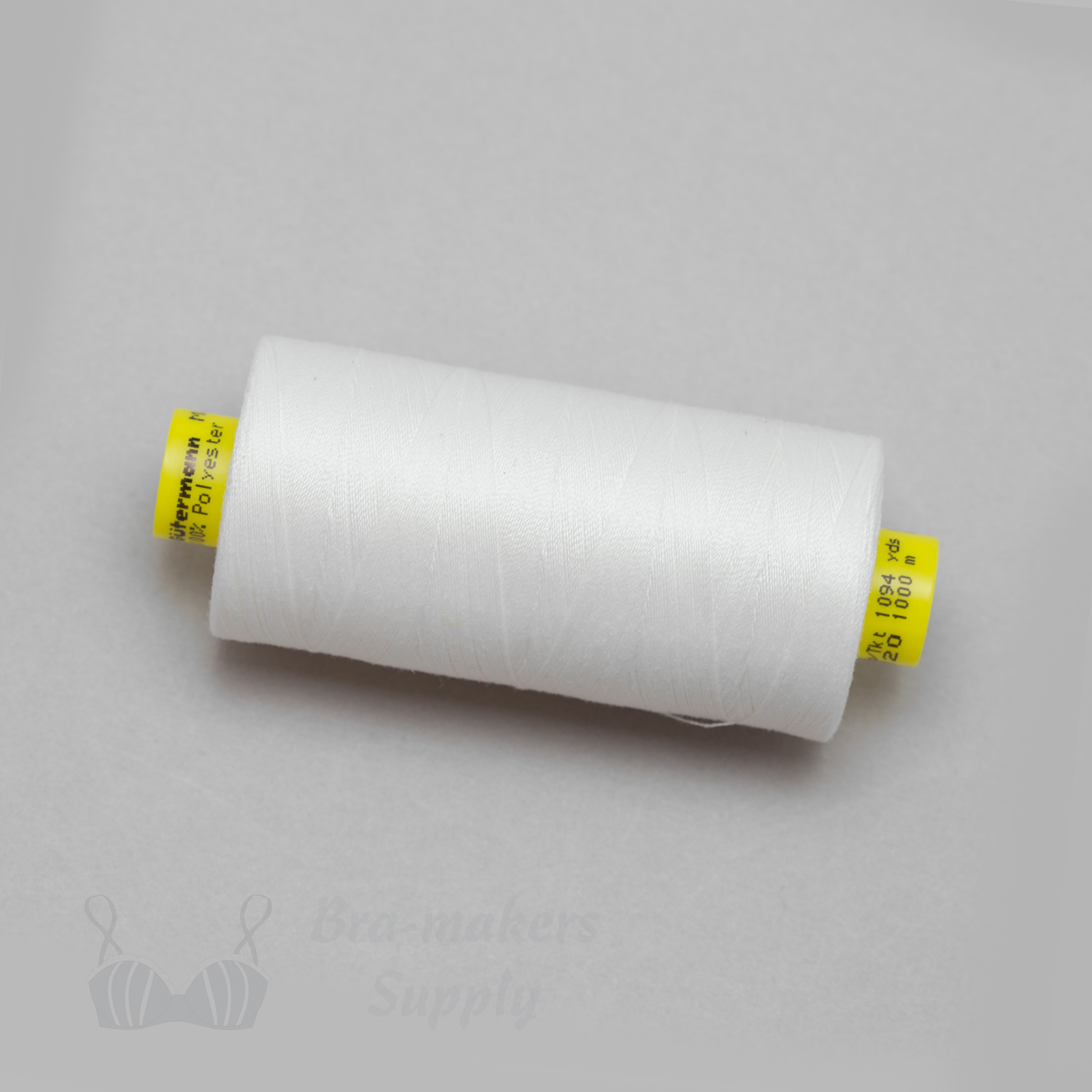 Bra Sewing Thread, White, Gütermann Mara 120 All Purpose Polyester Thread -  Tex 25 – 1,000 Meters, 1,093 Yds.