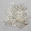 three quarters of an inch or 19 mm Jewellery quality metal g-hooks gold silver plated GH-6200 silver from Bra-Makers Supply 100 hooks shown
