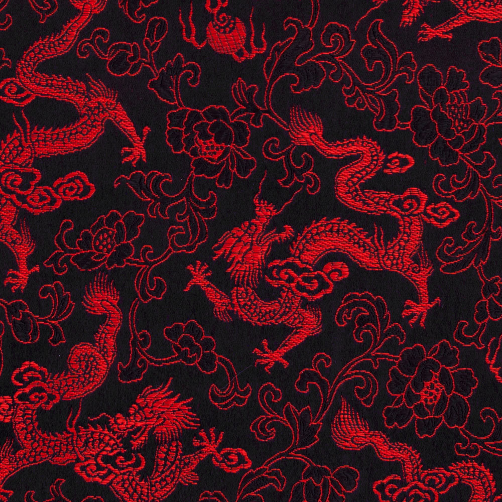 chinese brocade-polyester red on black dragon FBP-52.9847 from Bra-Makers Supply