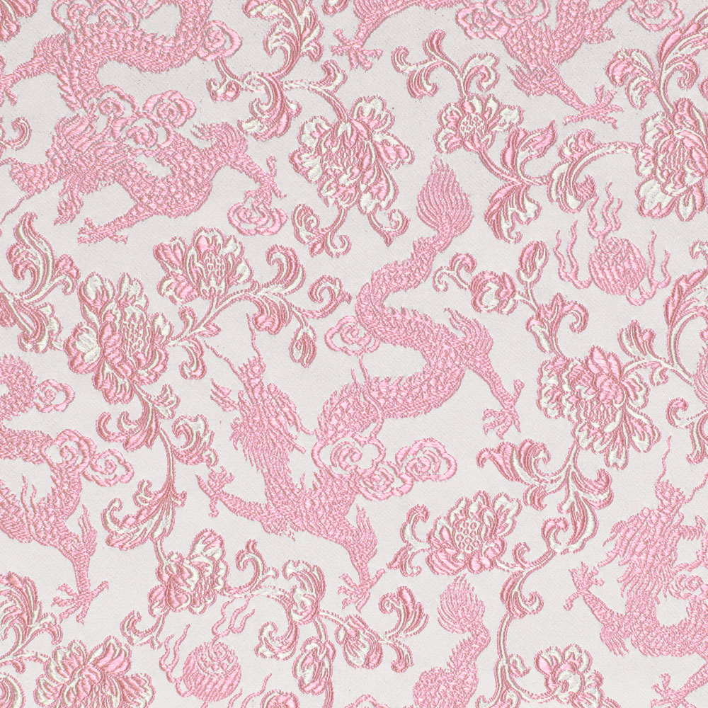 chinese brocade-silk rayon blend pink on white dragon FBS-52.1040 from Bra-Makers Supply
