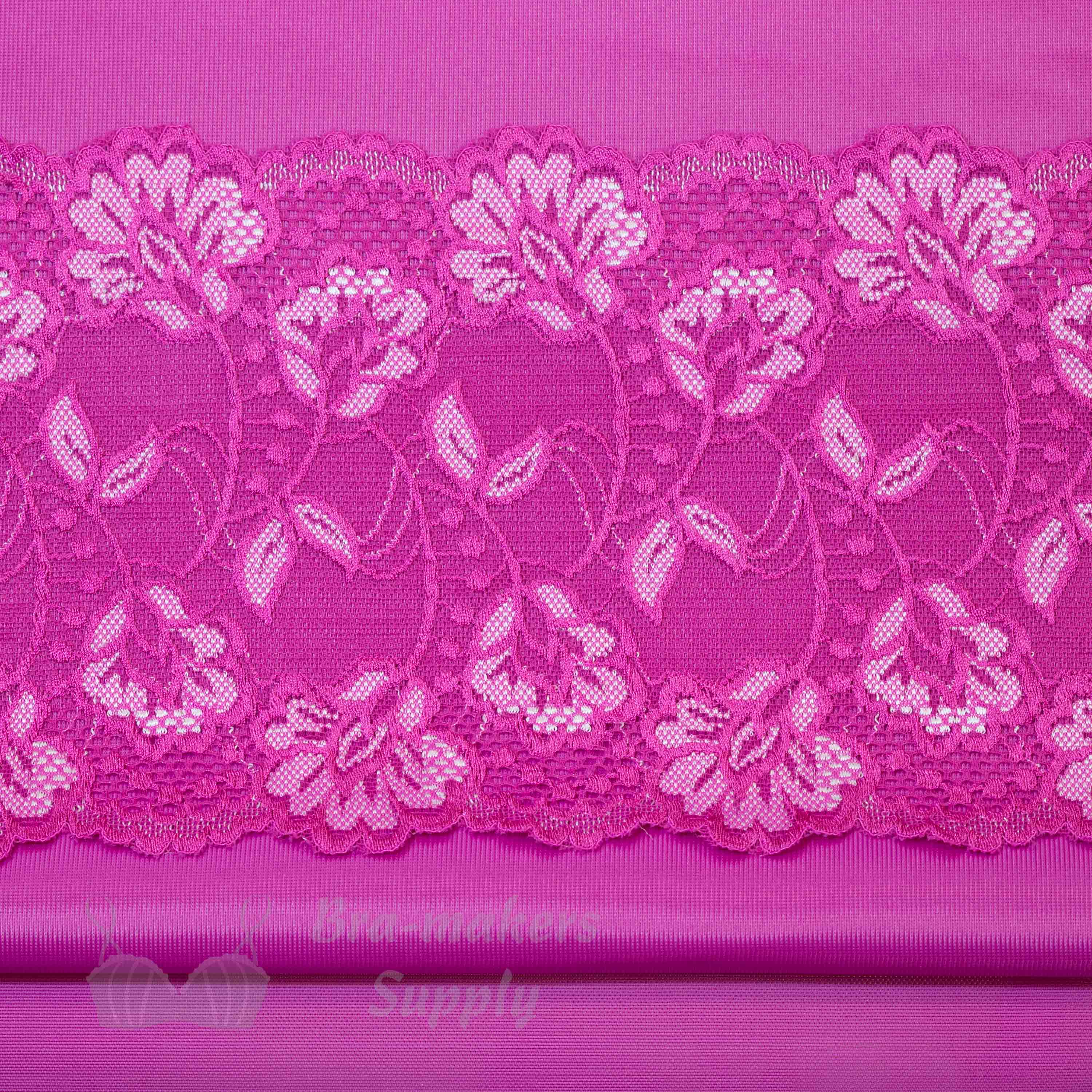fuchsia trio bra fabrics pack with purple fuchsia flowers stretch lace KT-45-LS-45.4510 from Bra-Makers Supply