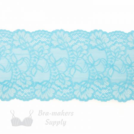 six inch white turquoise floral stretch lace LS-63.6510 from Bra-Makers Supply