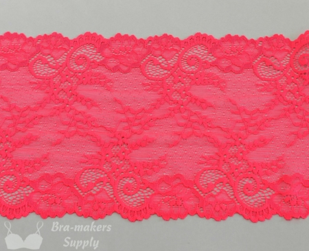 Seven Inch Neon Coral Stretch Floral Lace LS-70.37N Bra-makers supply