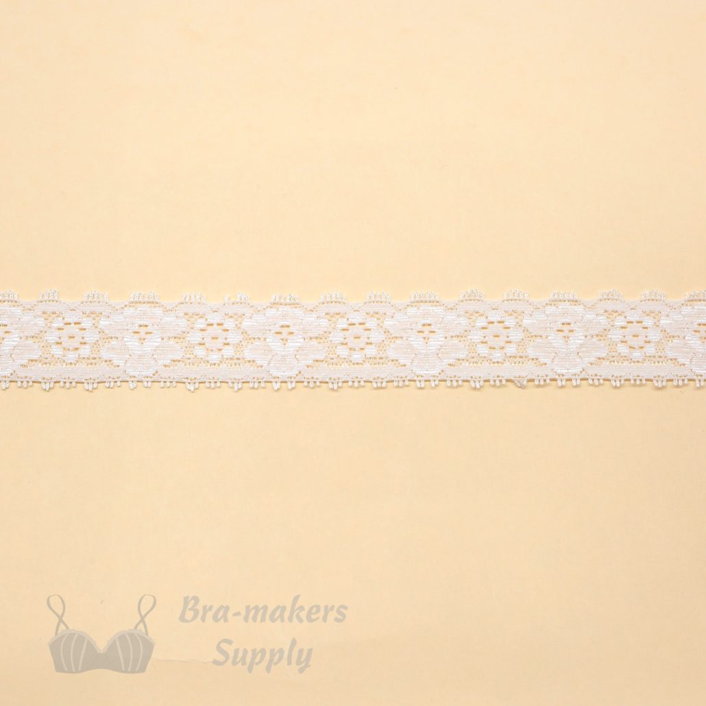 One Inch White Floral Stretch Lace Trim - Bra-Makers Supply