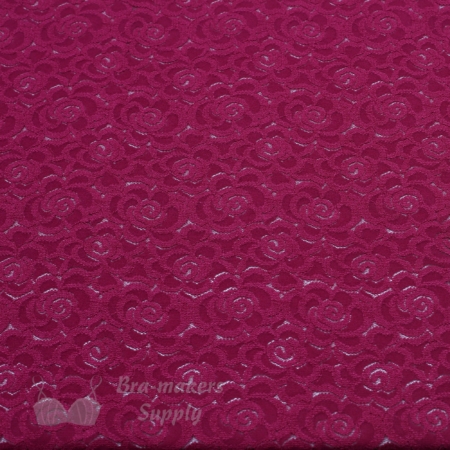 Raspberry Art Nouveau Floral Stretch Lace Fabric Bra-makers Supply