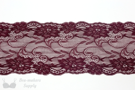 Six Inch Black Cherry Floral Stretch Lace Bra-makers Supply