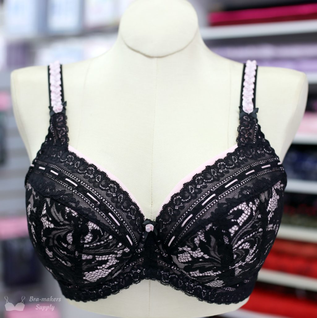 Amethyst Lace Bra Bra-makers Supply Pink and Black