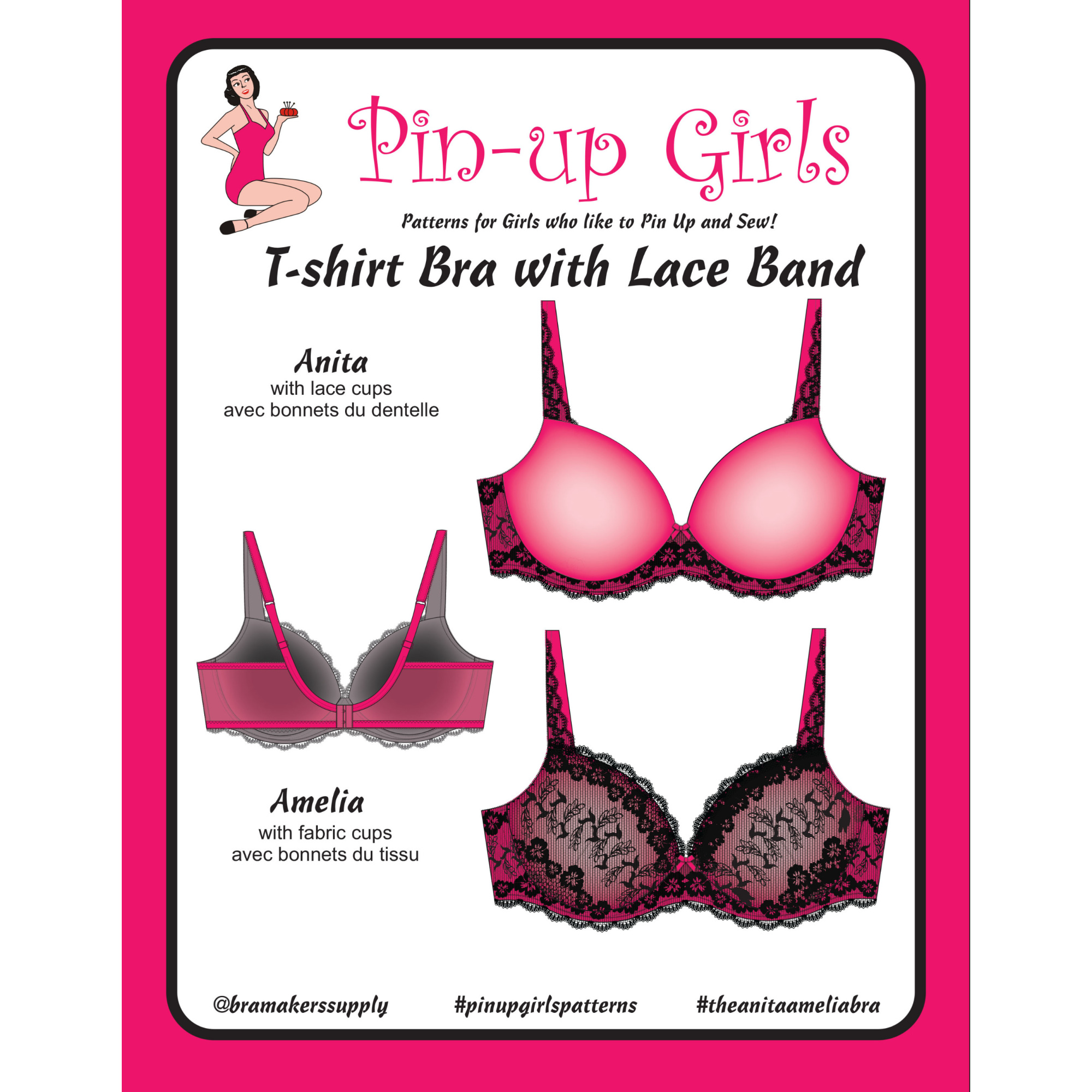 T-Shirt Foam Cup Bra With Lace Pattern