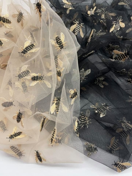 Bee-yond Embroidered Tulle Fabric