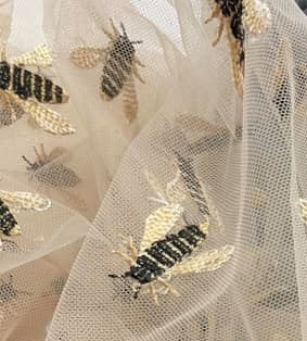 Bee-yond Embroidered Tulle Fabric by