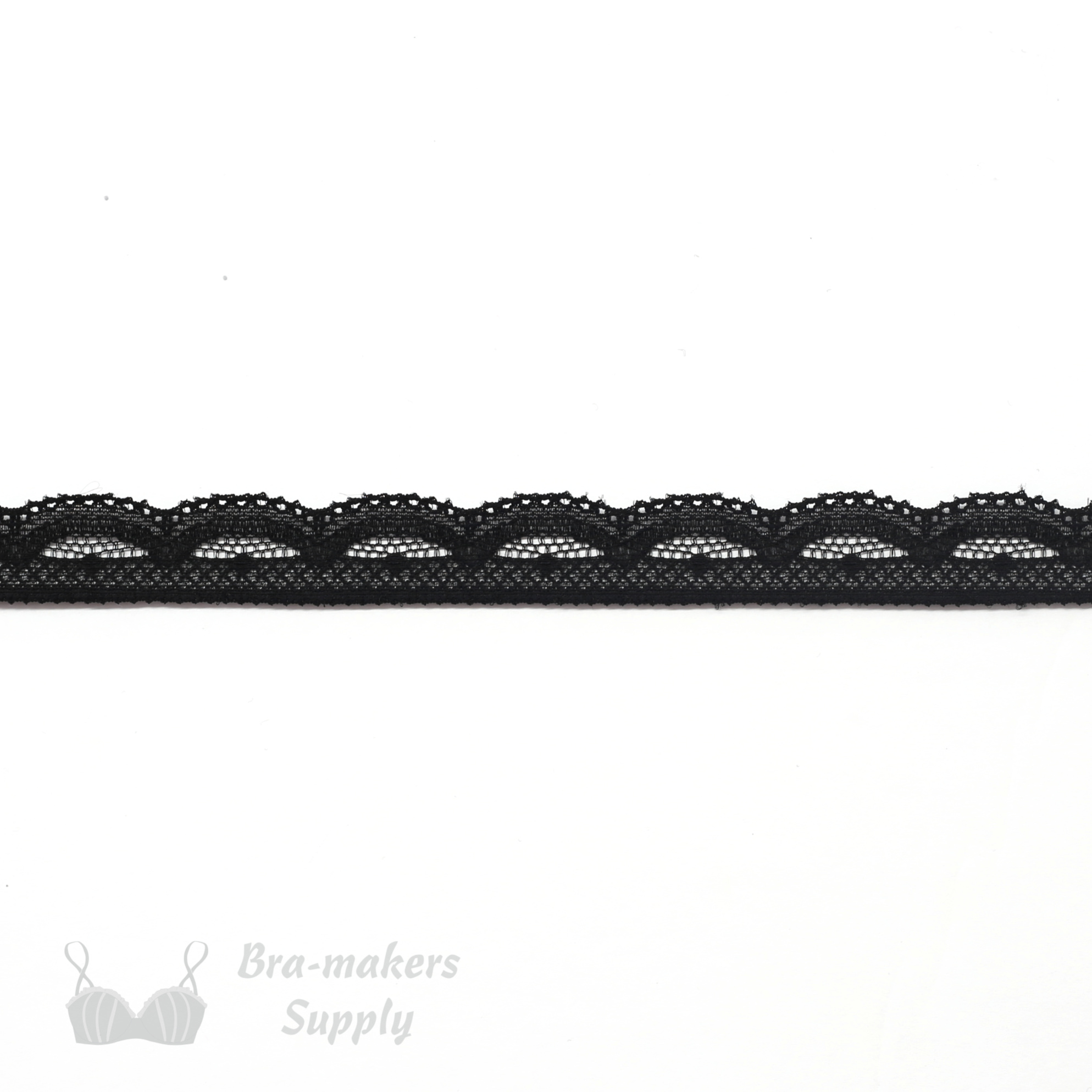 3/4 Wide Black Stretch Scallop Lace Trim, Made in France, Sold by the Yard