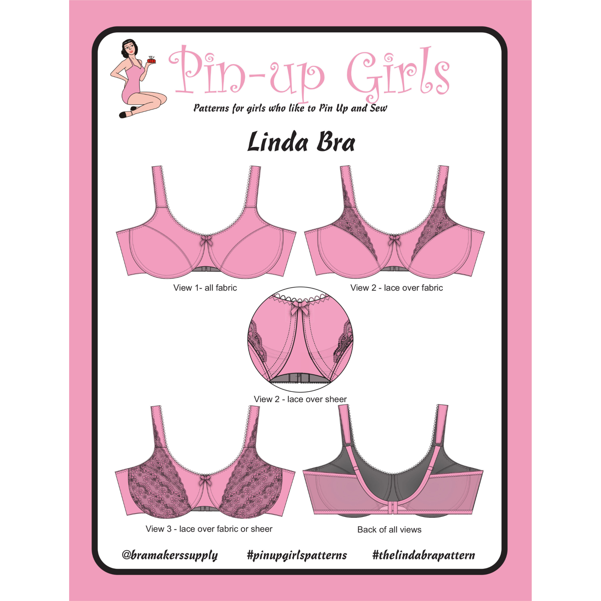 Linda Partial Band Underwired Bra Pattern - Bra-Makers Supply