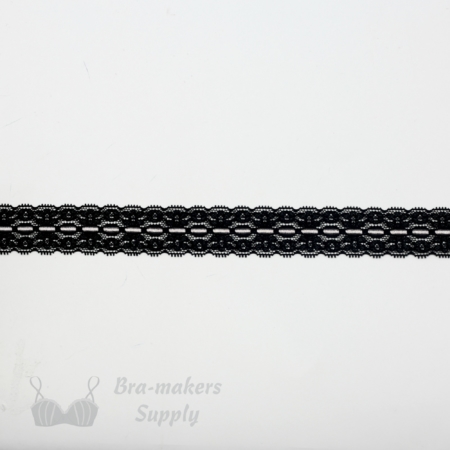 One Inch Black and Pink Peek-A-Boo Ribbon Stretch Lace Bra-makers Supply