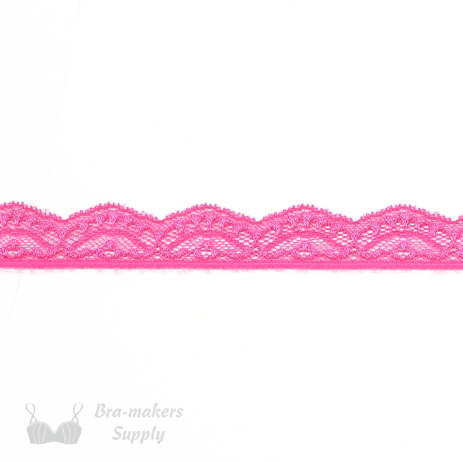 One Inch Candy Pink Stretch Scalloped Lace Trim - Bra-Makers Supply