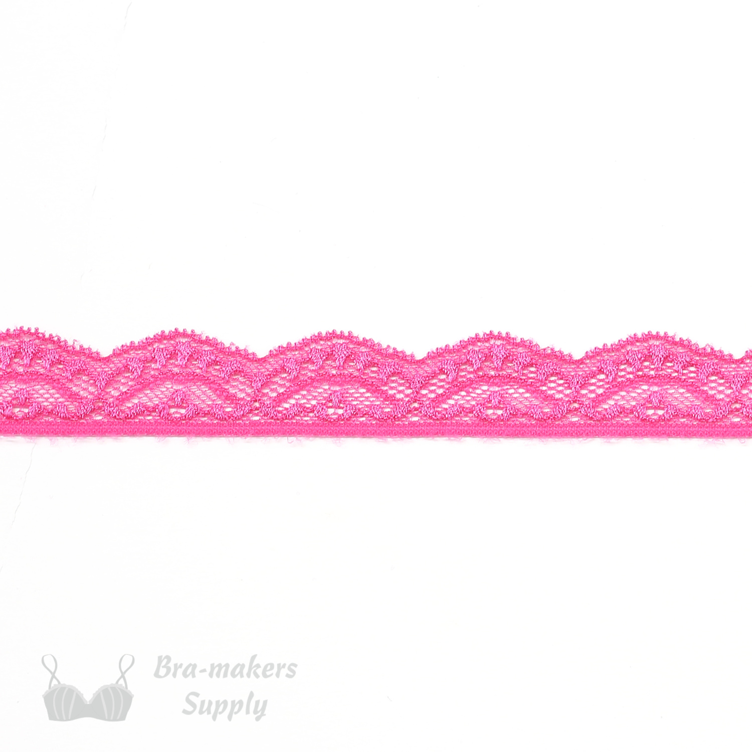 One Inch Candy Pink Stretch Scalloped Lace Trim