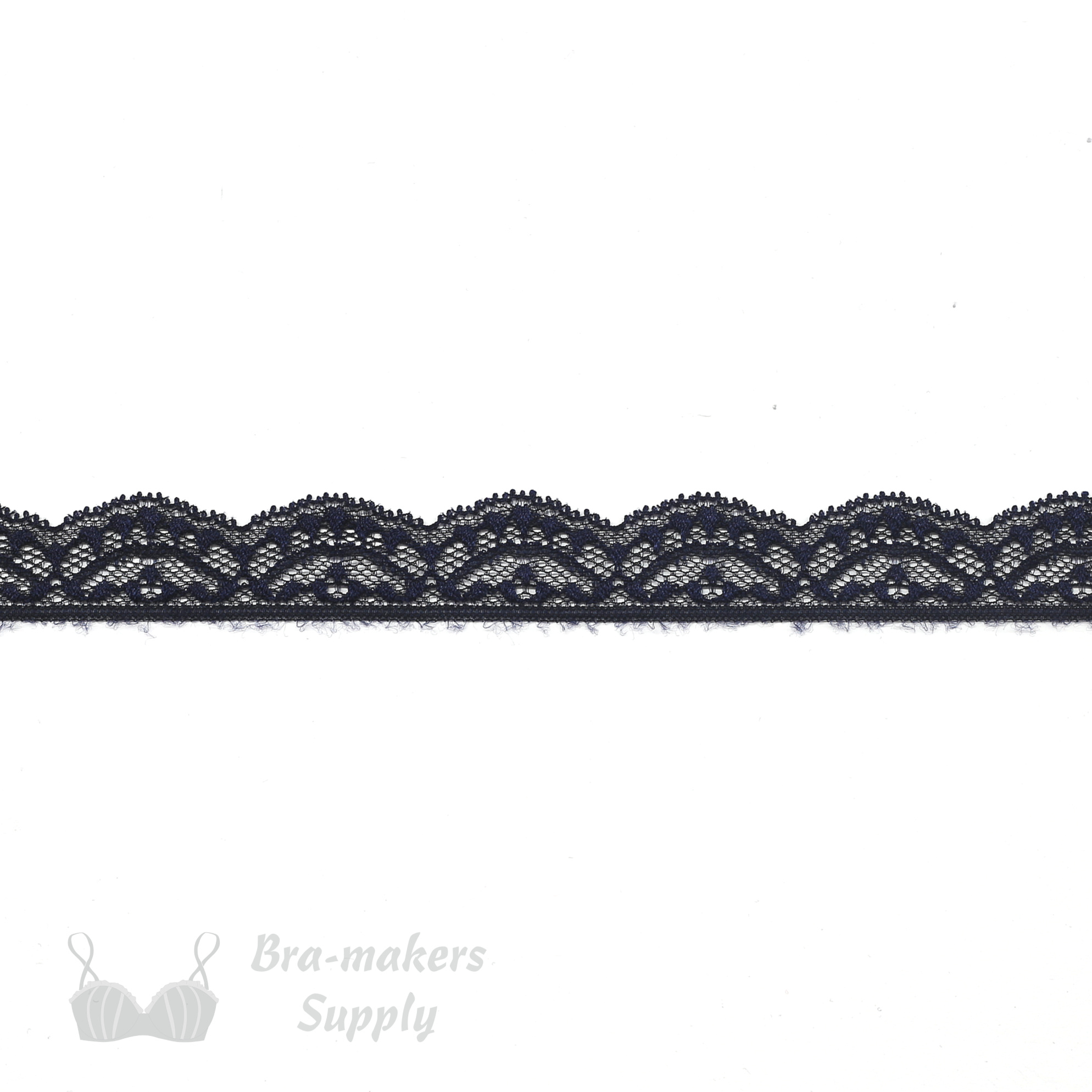 One Inch Navy Stretch Scalloped Lace Trim - Bra-Makers Supply