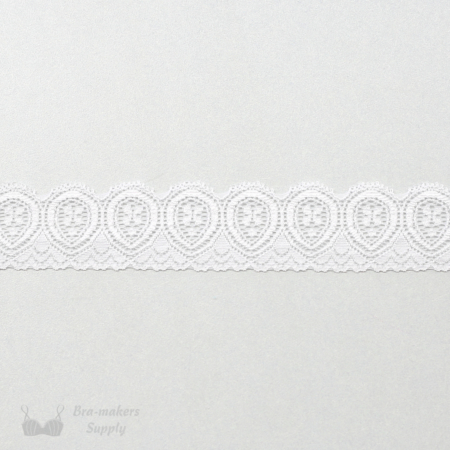 One Inch White Stretch Cameo Lace Trim