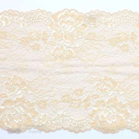 Seven Inch Light Beige Ivory Floral Stretch Lace Bra-makers Supply