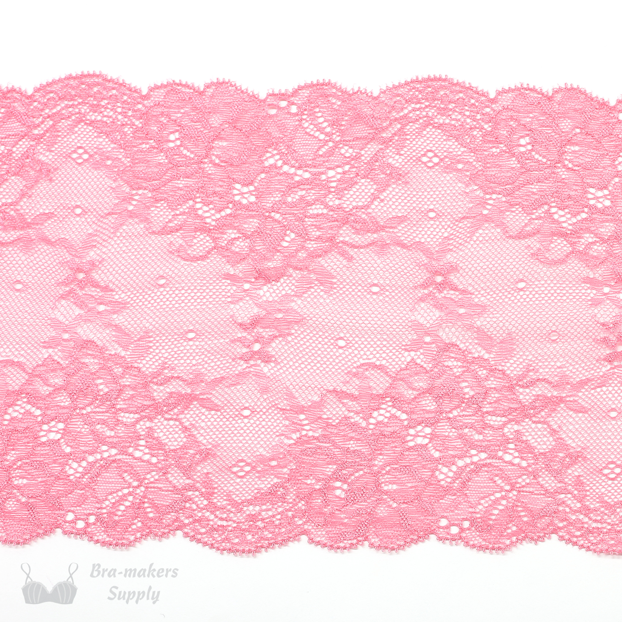 Six Inch Bubblegum Pink Floral Stretch Lace