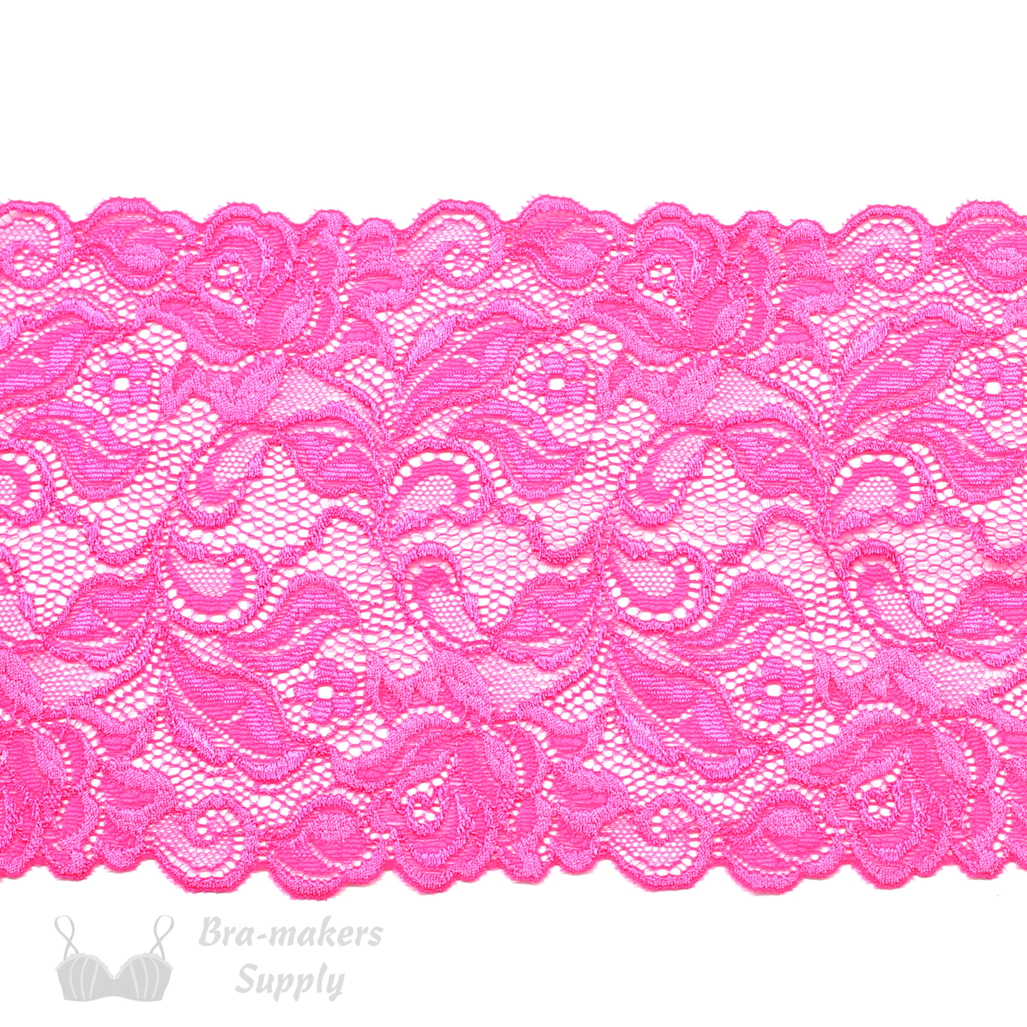 Six Inch Candy Pink Floral Stretch Lace - Bra-makers Supply