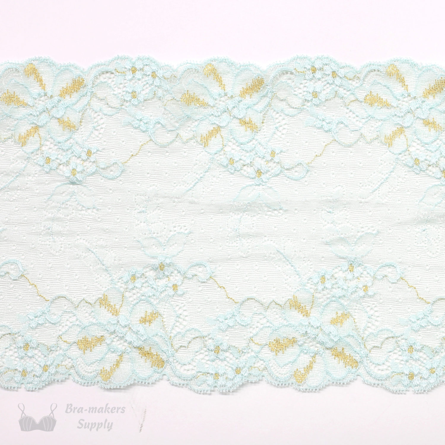 Eight Inch Black and Silver Floral Stretch Lace Bramakers Supply the