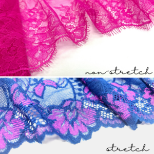 When sewing lace, it's important to know the different between stretch and non-stretch lace.